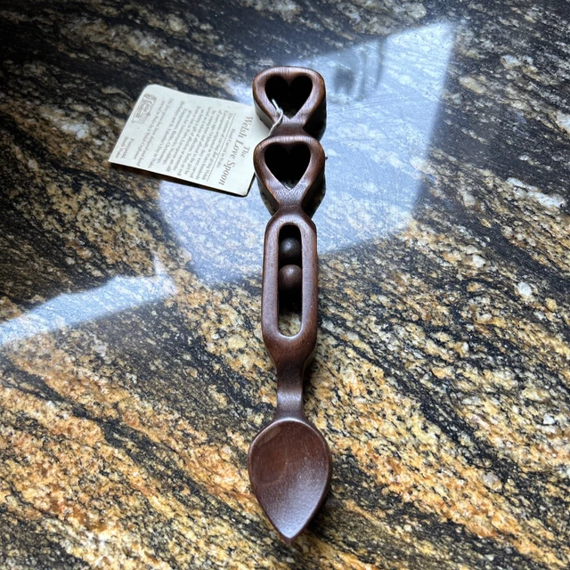 Vintage Welsh Love Spoon Hand Carved  By Paul Curtís, Wood from Wales, England
