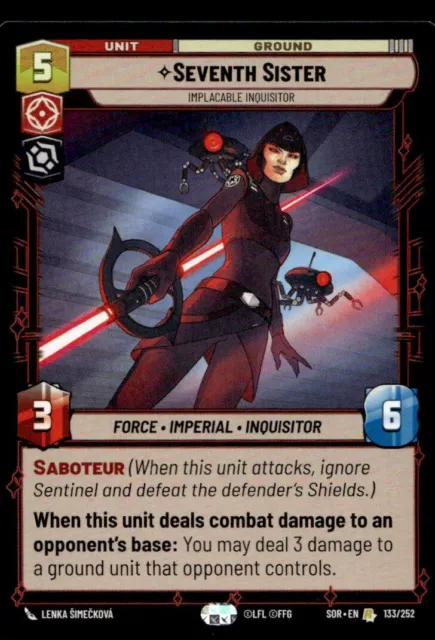 Star Wars Unlimited Seventh Sister Implacable Spark Of Rebellion Sor Nm X1 £5 77 Picclick Uk