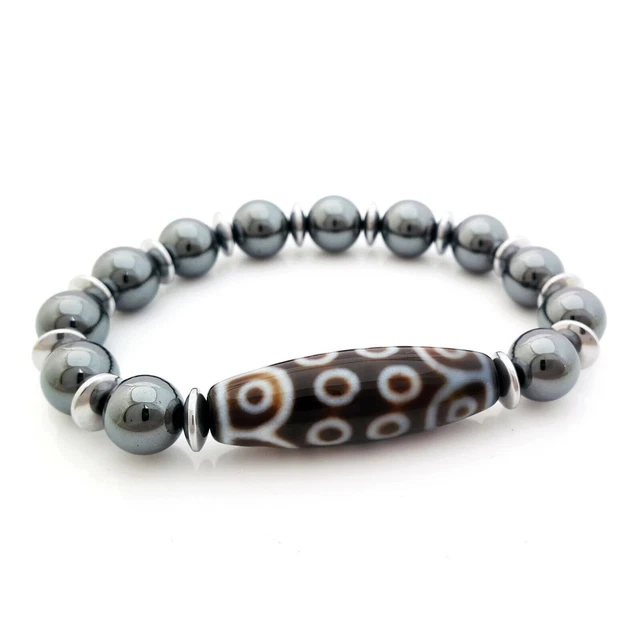 Authentique bracelet de protection tibétain à 18 yeux en agate Dzi et...