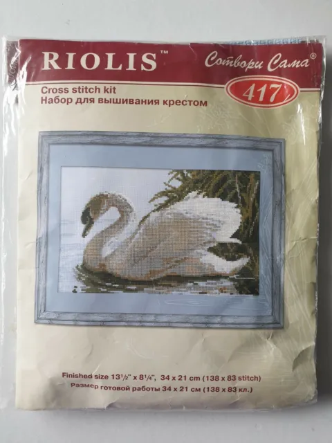 Riolis - Swimming Swan River 10 Count Cross Stitch Kit - 34 X 21 cm