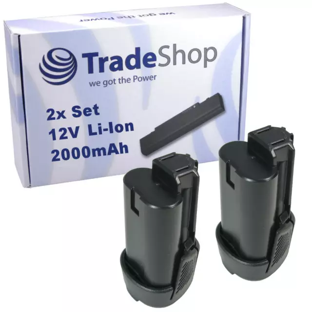 2x Trade-Shop Premium AKKU 12V 2000mAh Li-Ion ersetzt Ryobi BSPL 1213 BSPL1213