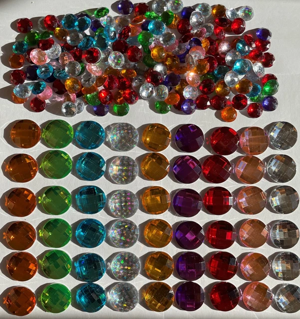 250 Bunte Große Selbstklebend Acrylsteine Glitzersteine Mosaik Strass Rund