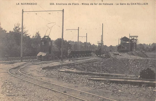 Cpa 61 Surroundings De Flers / Halouze Iron Mines / La Gare Du Chatelier