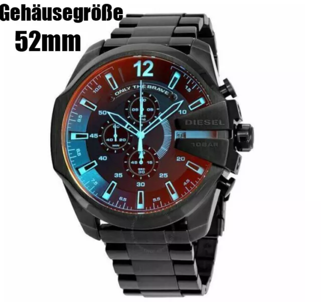 Diesel Herrenuhr DZ4318 Mega Chief Uhr Armbanduhr Neu 52mm Gehäuse Edelstahl NEU