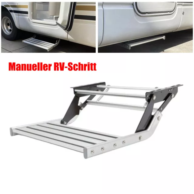 Manuelle Trittstufe 55cm Alu Fr Wohnmobil & Reiseanhnger  Einstiegstufe  Camping, Rechteckig, Faltbar Reisemobil Einstiegstufe
