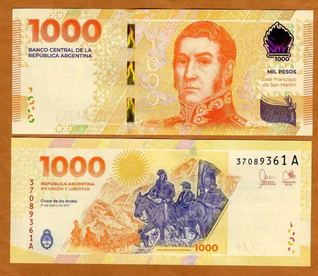 Argentina, 1000 Pesos, ND (2023), P-New, New Design, Serie A UNC