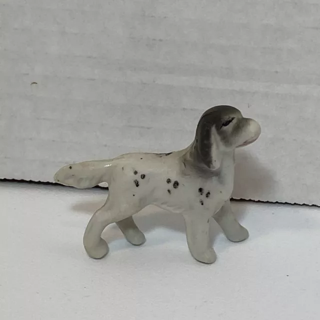 Vintage English Setter Spaniel Dog Porcelain Bone China Miniature Figurine Japan