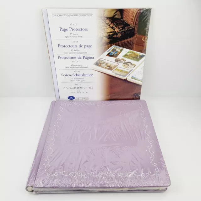 Creative Memories True 12"x12" Purple Scrapbook Album & Pages + Page Protectors