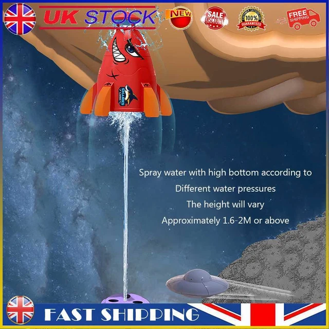 Space Rocket Sprinklers Rotating Water Powered Launcher Summer Fun Toys (Red) #g