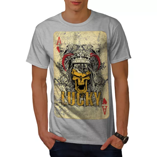 Wellcoda Ace Skull Poker Mens T-shirt, Gambling Graphic Design Printed Tee
