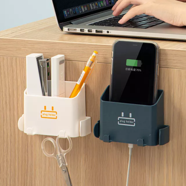 Wall Mounted Storage Box Remote Control Mobile Phone Plug Storage Holder H-zz