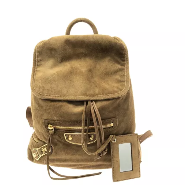 Auth BALENCIAGA Classic Traveler XS 431274 Beige Suede Leather Backpack