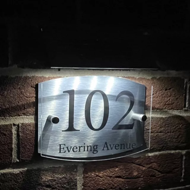House Number Plaques Solar Light House Sign Door Personalised Name Plates