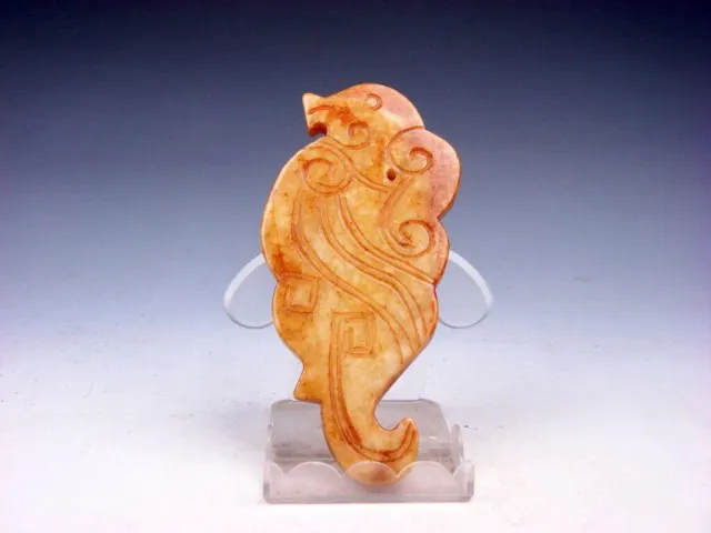 Old Nephrite Jade Stone Carved Sculpture Ancient Phoenix Bird #11252207