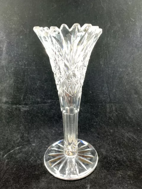 ABP Crystal American Brilliant Panels fan cross cut diamonds zipper trumpet vase
