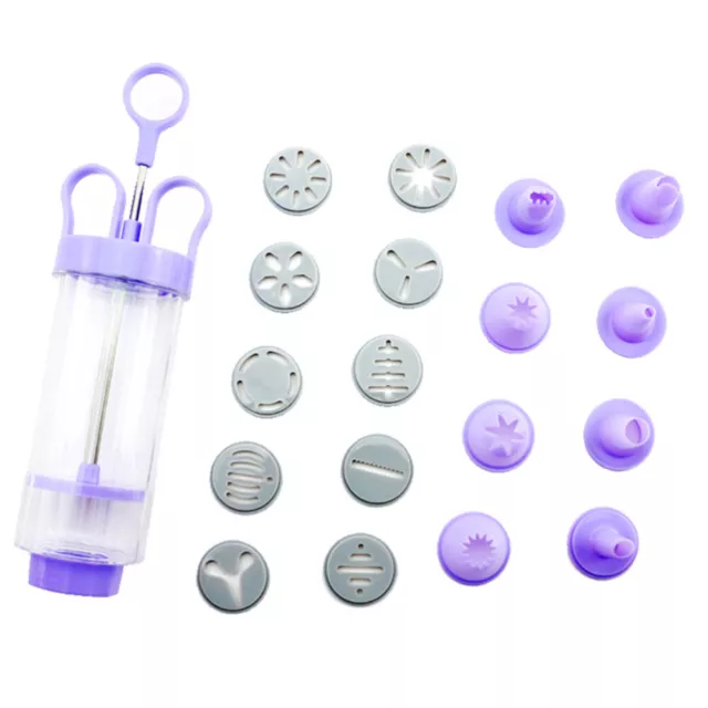 Cookie Press Pump Cake Decorating Set Comfort Grip 10 Discs 8 Icing Tips