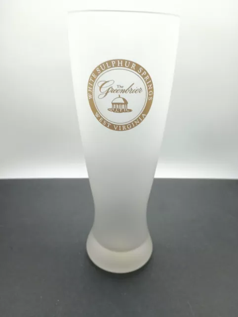 The Greenbrier Pilsner Glass Golf Resort West Virginia Gold Springhouse Logo 9"