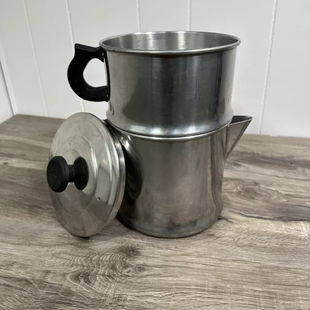 Vintage Lifetime Drip-O-Lator Double Coffee Pot Maker Stainless Steel 10 Cup