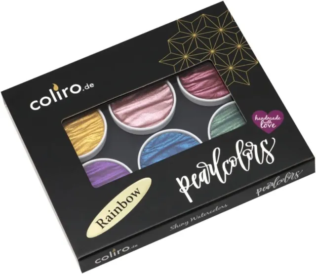 Coliro Pearlcolor Paint Rainbow-Metallic Watercolor Paints 6-Color Set, 30mm