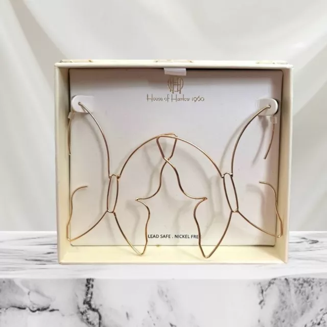 NIB House of Harlow 1960 Butterfly Dangle Earring GoldTone Boho Threader Closure