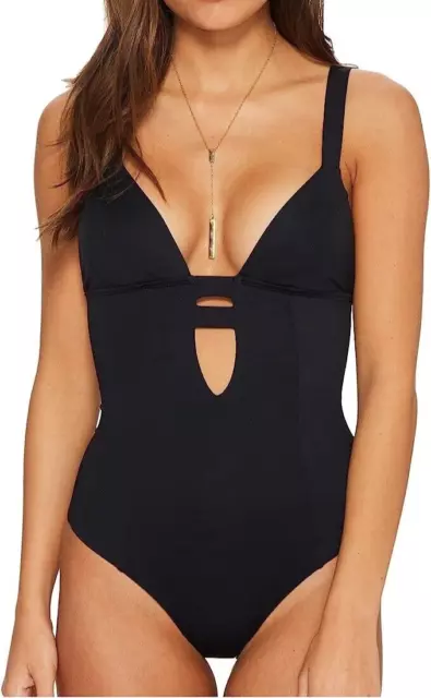 Vitamin A Womens Neutra Cut Out One Piece Swimsuit Black Size 12