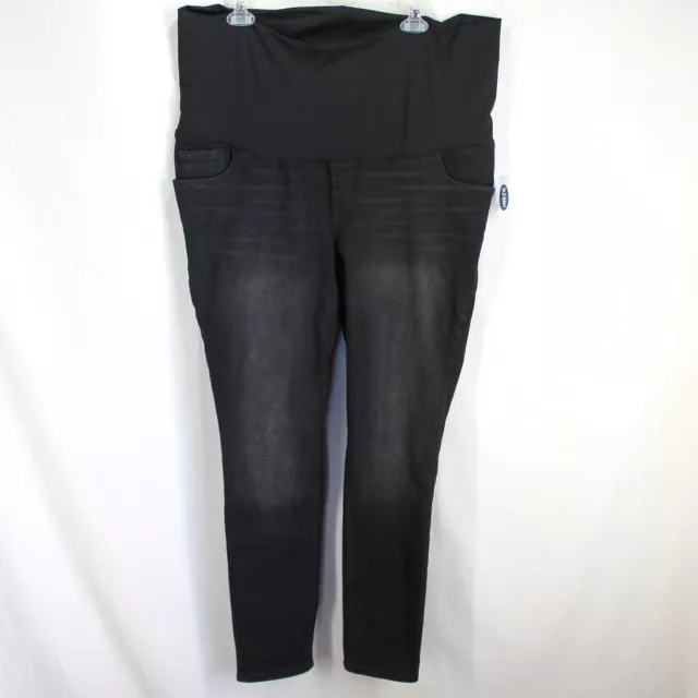 Old Navy Maternity Skinny Full Panel Jeans Size 16 Black Stretch Denim NEW