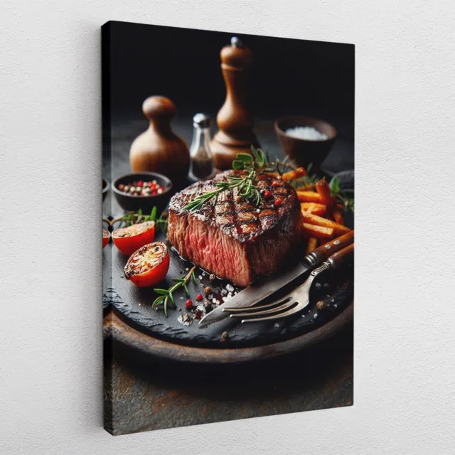Leinwandbild Poster Acryl Glas Pop-Art Steak künstlerisches Küchenposter Küche