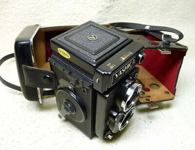 Cámara fotográfica YASHICA Mat-124G doble lente réflex formato medio TLR 120 6x6 con estuche