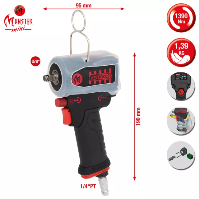 KS TOOLS miniMONSTER avvitatore ad aria compressa con custodia protettiva 1390 Nm 515.3940