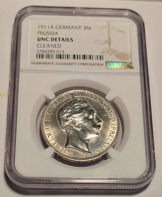 GERMANY --  PRUSSIA 3 Mark 1911A NGC  UNC Details