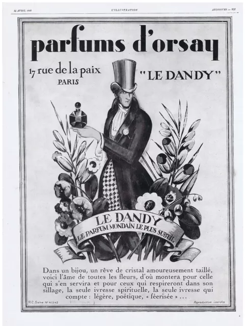 PUBLICITE ADVERTISING 044 1928 L ILLUSTRATION Les Parfums d'Orsay 'Le Dandy'