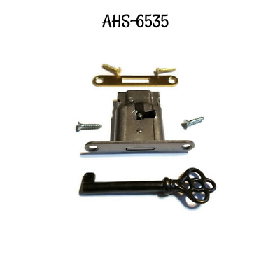Full Mortise Lock with Key and Strike Plate - Antique Style Lock Drawer or Door