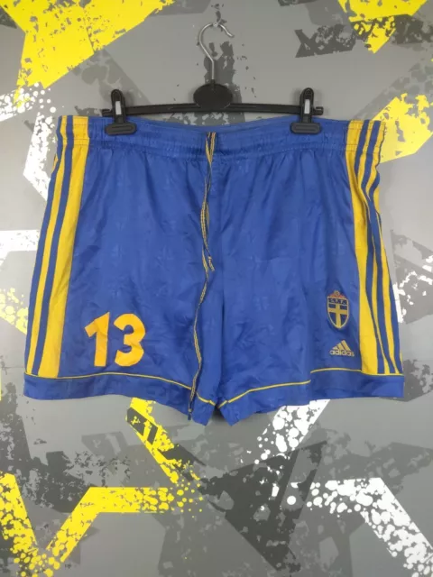 Sweden Team Vintage Home Football Shorts #13 Adidas Mens Size Xl ig93