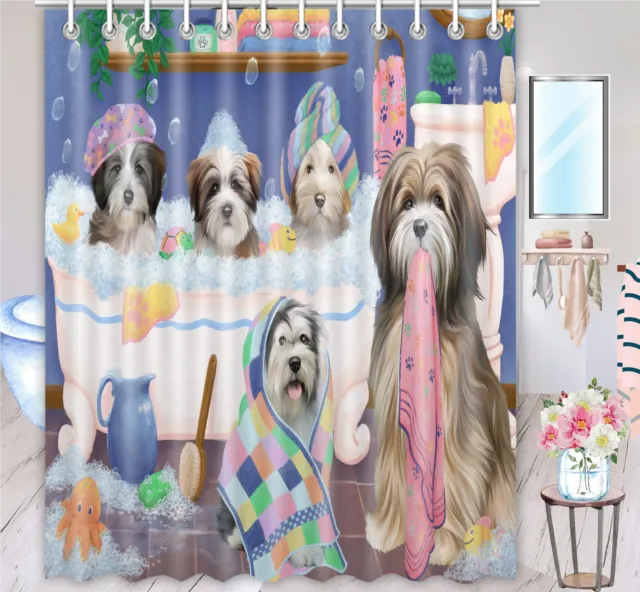 Halloween Tibetan Terrier Dog Shower Curtain Bathtub Screens Personalized Hooks