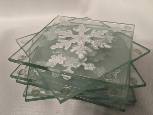 *RARE* Vintage Glass Coaster Set -Nonslip- 6 Pieces!