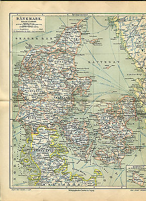 Mapa de País "Dinamarca" - De 1895 (J-BE2)