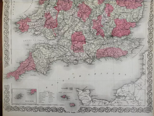 England & Wales United Kingdom London Cardiff York 1855 J.H Colton engraved map. 3