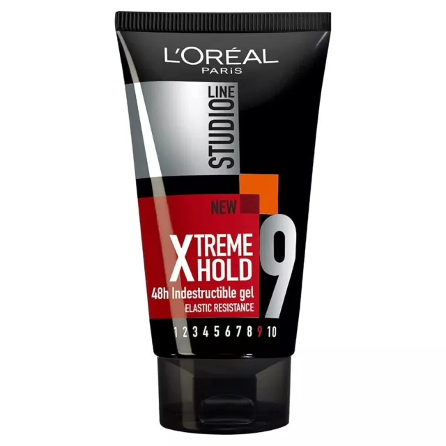 1x L'Oreal Paris Studio Line 9 Xtreme Hold 48HR Indestructable Hair Gel 150ml |