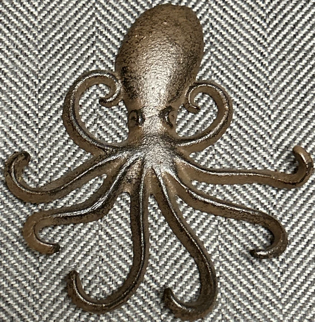 Heavy Cast Iron Octopus Towel Hanger Coat Hooks Hat Hook, Key Rack Nautical