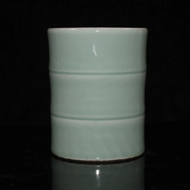 5.1"Collect China Accidental Colouring Porcelain Celeste Glaze BambooBrush Potol