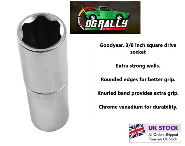 Goodyear 3/8" Drive Deep Reach Square Metric Socket 17mm Genuine Quality