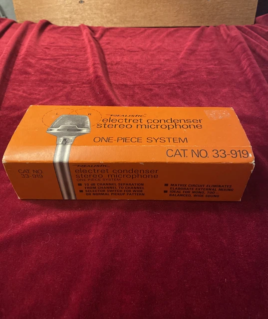 ELECTRET CONDENSER STEREO Microphone Realistic Radio Shack 33919A