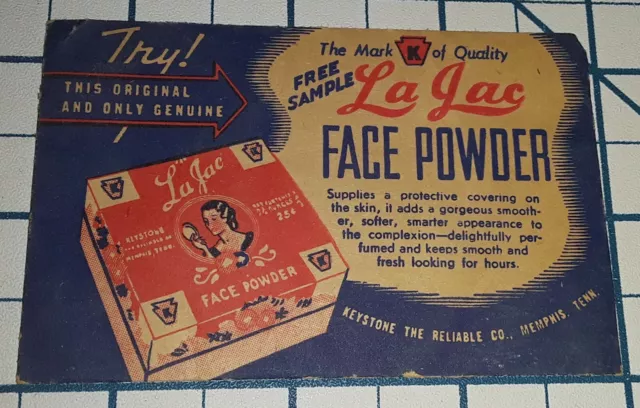 1950s LA JAC Face Powder Free Sample Package Teezem Brown Harlem Tan #3 Black Am
