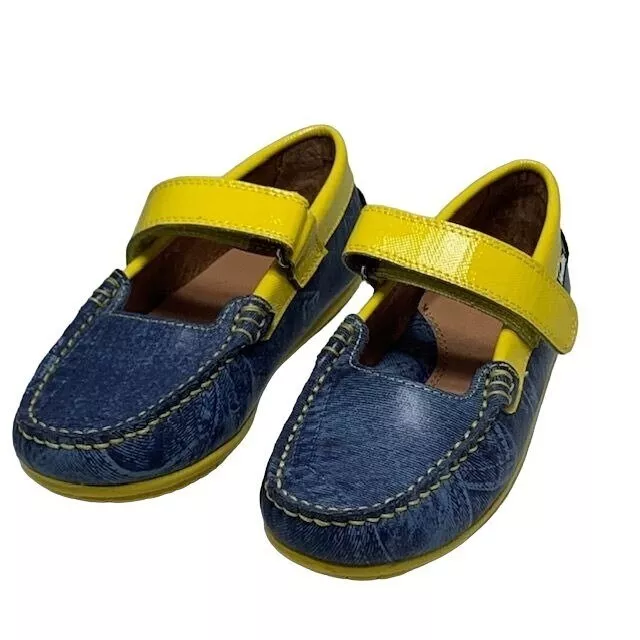 Venettini Little Girls Leather Blue And Yellow Shoes Size 30 EUR / 12.5T US NWOT