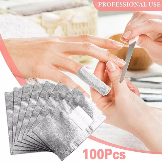 100× Nail Art Aluminium Foil Soak Off Acrylic Gel Polish Nail Wraps Remover.HOT