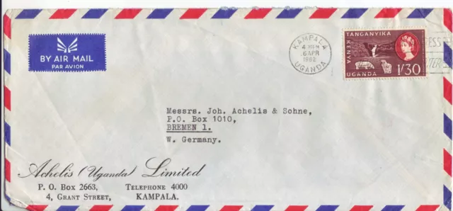 KENIA UGANDA TANGANYIKA  Luftpostbrief   airmail cover  lettre par Avion 1962