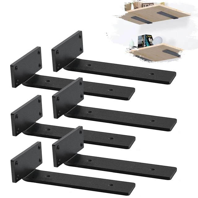 Lot De 6 équerres Murales Industrielles MLOQI – Acier, 30 Cm, Charge Lourde, Noir