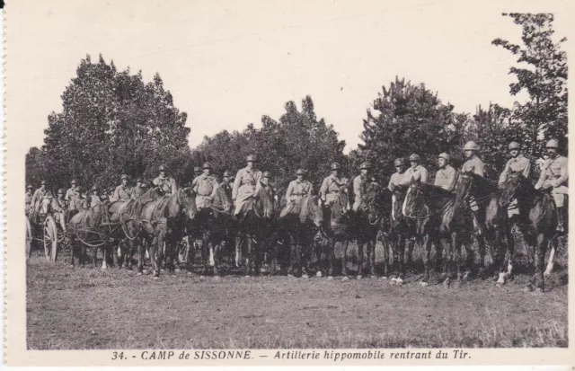Cpa Camp De Sissonne Artillerie Hippomobile Rentrant Du Tir
