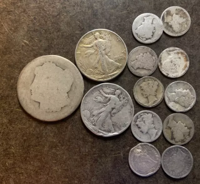 Lot: $3 Face Value US 90% Silver Coins, "Junk Silver", pre-1965 - No Reserve