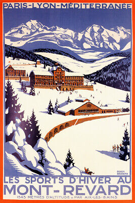 French Ski Resort Winter Sport Mont Revard Skiing Travel Vintage Poster Repro